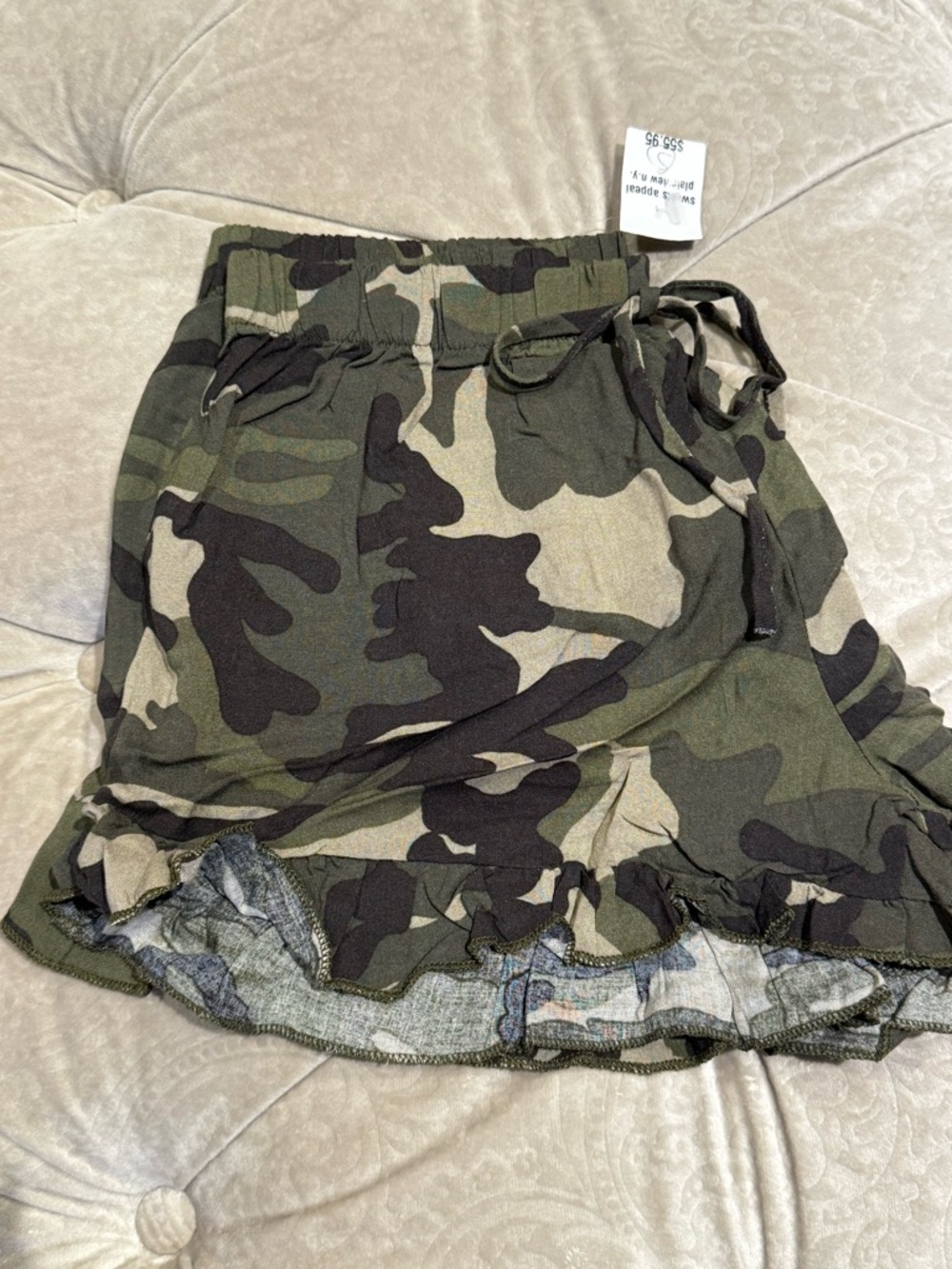 Vintage Havana Green Camo Ruffle Shorts